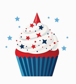 red white blue 4th of july cupcake with sprinkles