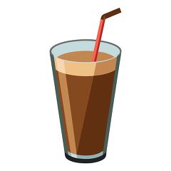 Refreshing glass of chocolate milk in a Glass with a Red Straw