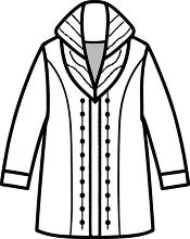 reversible winter coat with a unique button design black outline