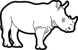 rhinoceros wid animal  side view outline printable clip art