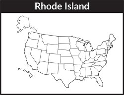 rhode island map square black white clipart