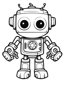 robot with a lot of mechanical parts black outline printable