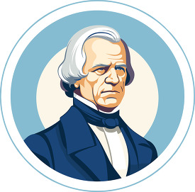 round icon with president president andrew johnson flat against 