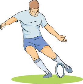 rugby player runs and kicks ball clipart