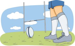 rugby prepares to kick the ball between goalpost clipart