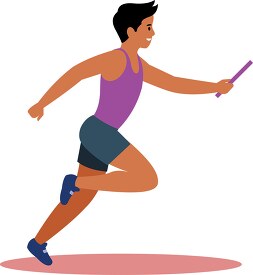 runner holds baton in team relay race track and field clipart