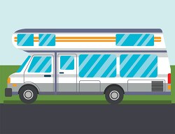 rv camper with sleeping unit on top clipart