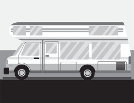 rv camper with sleeping unit on top gray color clipart