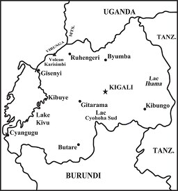 Rwanda country map black outline
