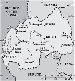 Rwanda country map gray color