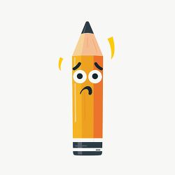 sad cartoon yellow pencil with a tearful face clipart