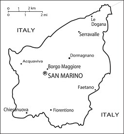 San Marino-country map black white