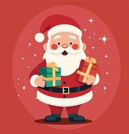santa celebrates christmas with gifts in his arms clip art