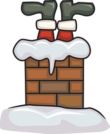 santa claus stuck in chimney clipart