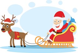 santa on sleigh wishing merry christmas clipart