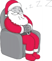 santa sleeping,sitting on chair gray color clipart