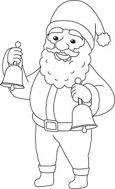santa with jingle bells black outline clipart