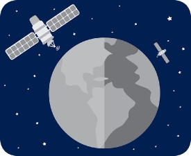 satellites in space orbiting the earth gray color clipart