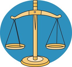 scale of justice on a blue background clip art