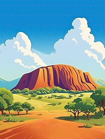 Scenic depiction of the Australian Outback with Uluru Ayers Rock