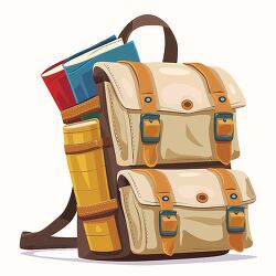 school backpack filled with books for back to school