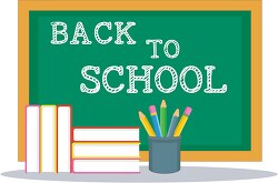 school chalkboard and books back to school clipart