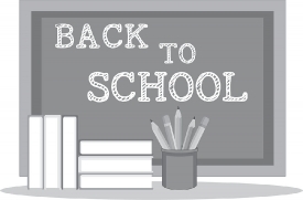 school chalkboard and books back to school gray color clipart