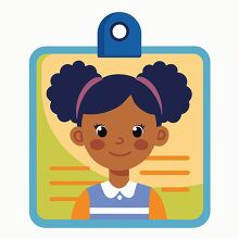 school id card with a portrait of a happy african american girl
