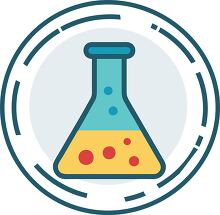 science beaker filled with yellow liquid clipart