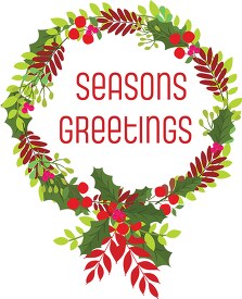 seasons greetings wreath with plants clipart