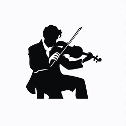 seated musician playing the violin silhouette