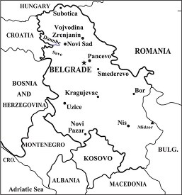 Serbia country map black outline