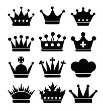 set crowns icons and crowns symbols black silhouettes