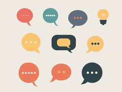Set of colorful speech bubble icons in various shapes