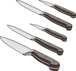 set of five knives in a row clip art