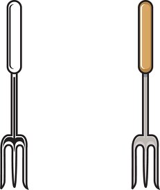 set of tongs with a wooden handle black outline clip art
