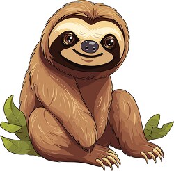 shaggy fur sloth with long cured claws clip art