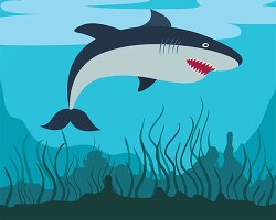 shark underwater view of sea bed clipart