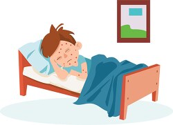 sick child resting in bed with chickenpox