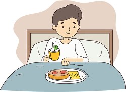 sick Person having breakfast in bed