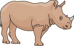 side view of standing brown rhinoceros animal clipart