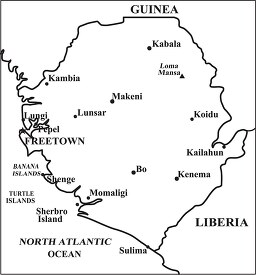 Sierra Leone country map black outline