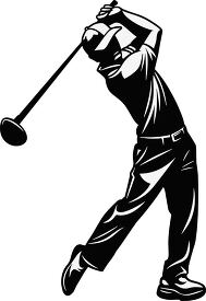 silhouette of a golfer swinging a club