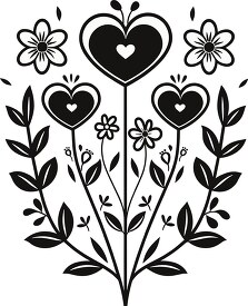 silhouette of a romantic heart encircled by a floral pattern