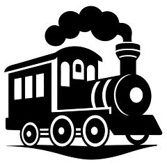 silhouette of a steam train traveling on tracks