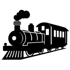 silhouette of a vintage train with smoke