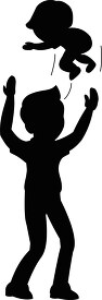 silhouette of father tossing small child in the air clipart