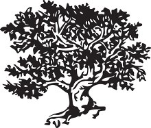 silhouette of large tree with leaves logo