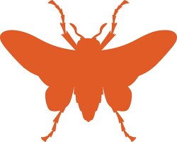silhouette orange flying insect with big eyes clip art