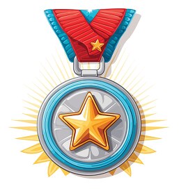 silver blue and award medal with a gold star clip art
